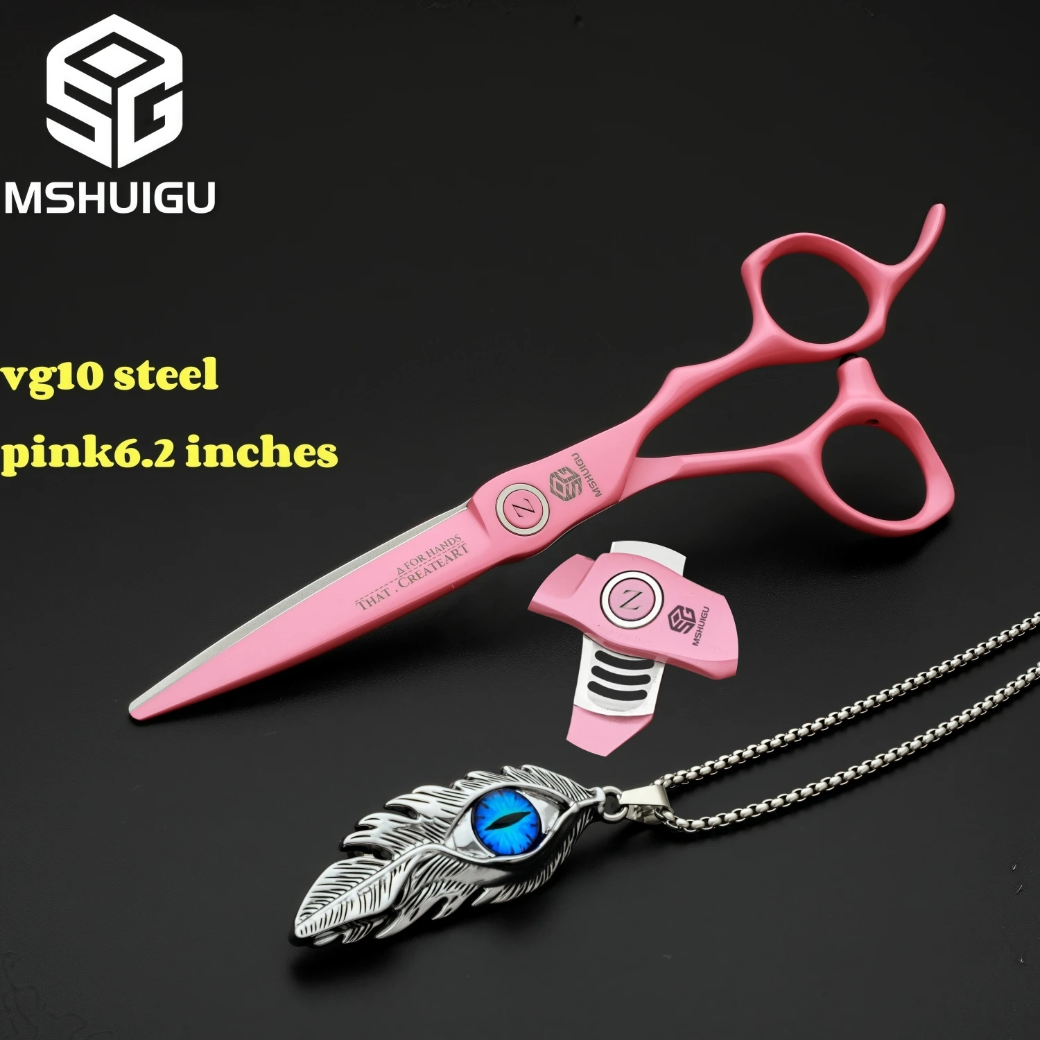 MSHUIGU 6,2 Zoll multifunktionale professionelle Haarschere Effilierschere VG10 Edelstahl Friseurwerkzeuge mit Halskette – Detail 15