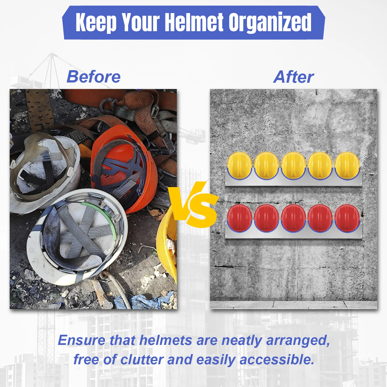 Heavy Duty Stainless Steel Helmet Hanging Rack with Rubber Strip Stainless Steel Hard Hats Rack for Workshop Office Living Room