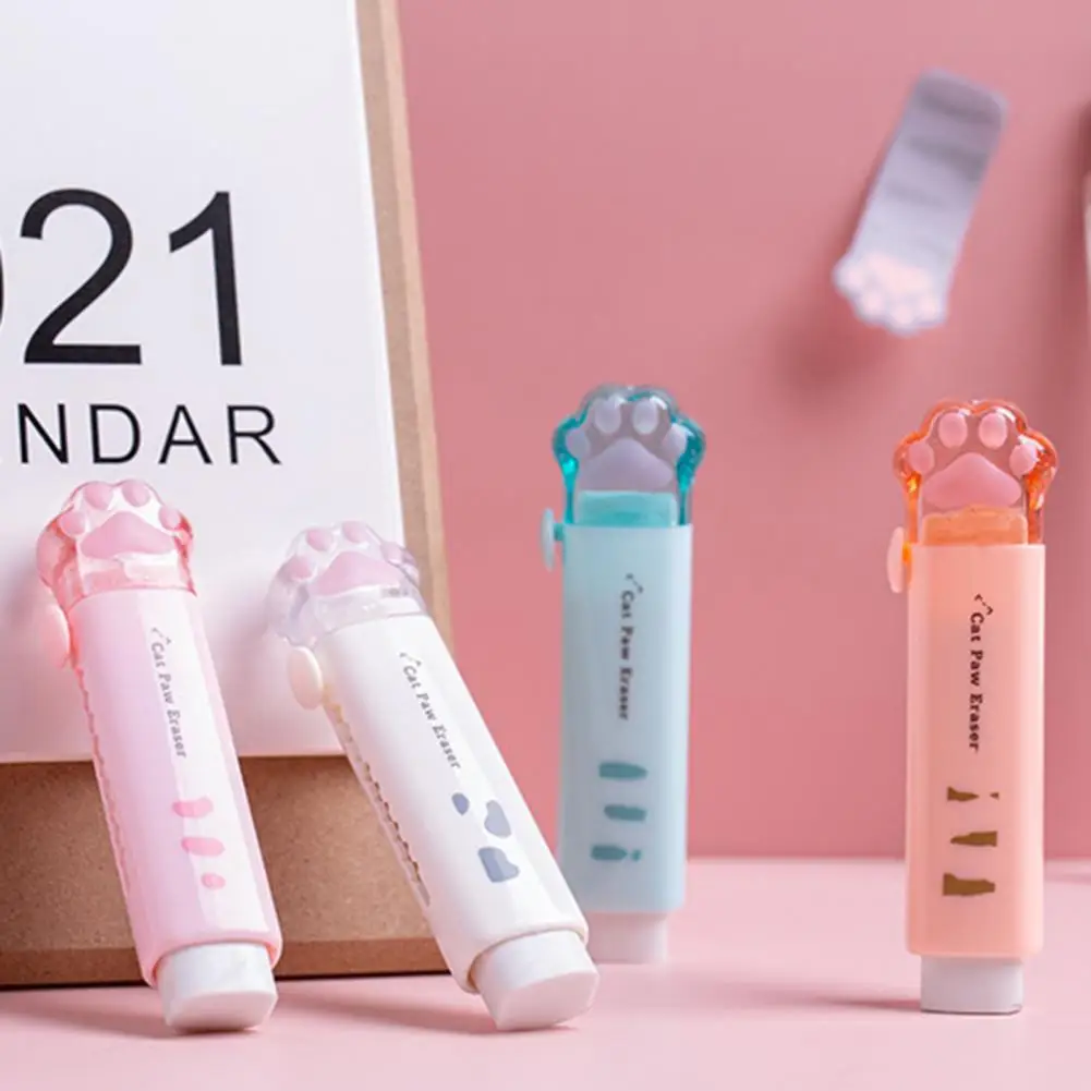 

Rubbing Eraser Retractable Reward School Supplies Push-pull Cat Paw Cute Eraser School Supplies