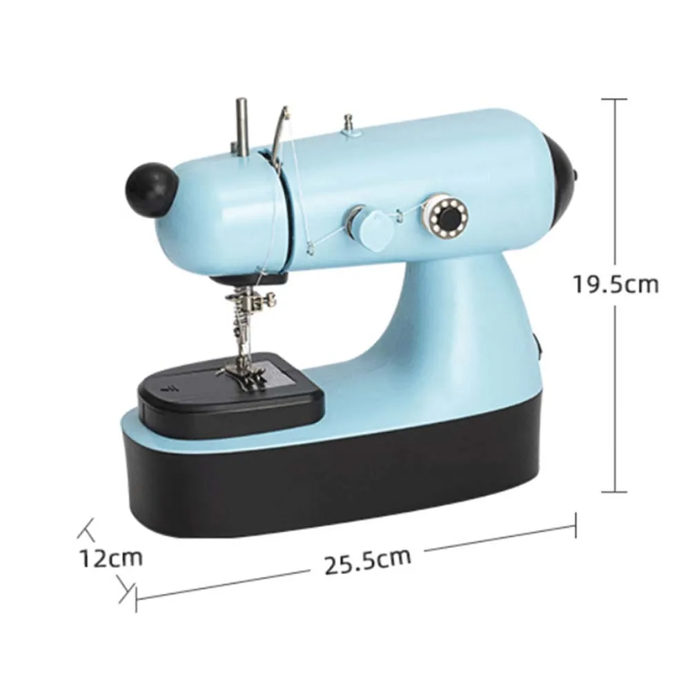 INNE 미니 휴대용 가정용 재봉틀, 야간 조명, 풋 페달, 이중 속도 조정, 이중 스레드, 전기 수동 DC 전원