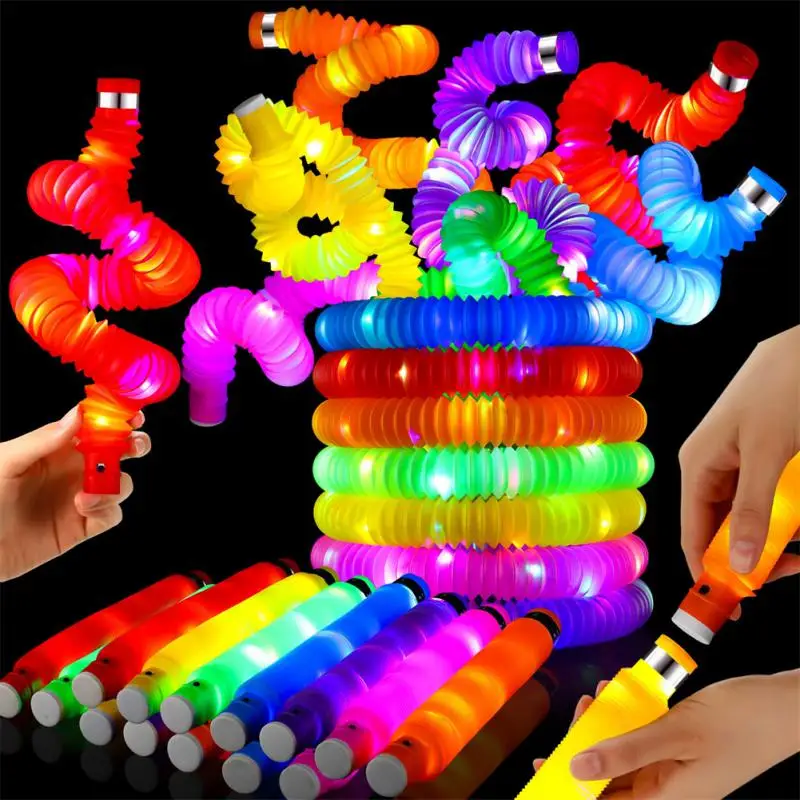 子供のためのポップチューブの感覚玩具,パーティーの好意のための暗いスティックを備えたLEDライト,6個,12個 AliExpress