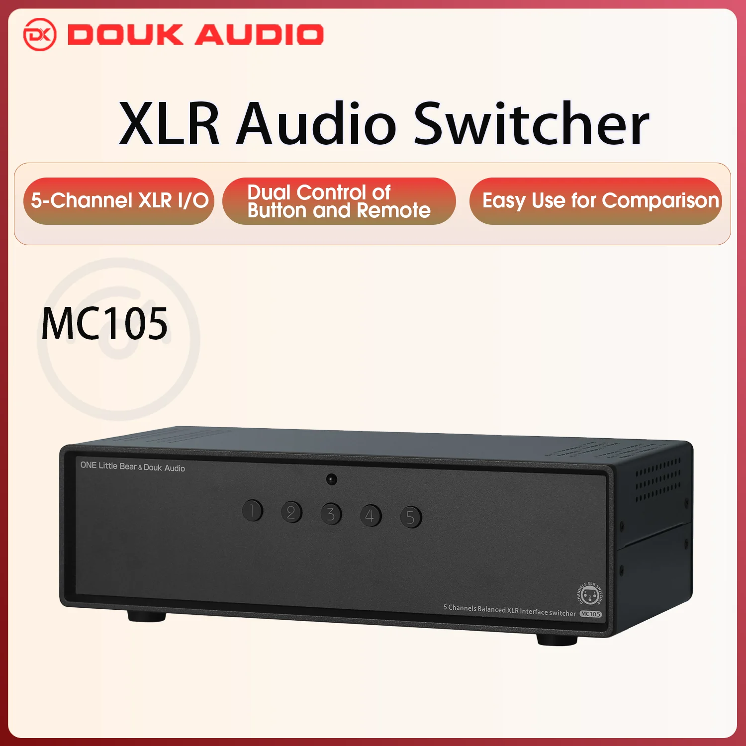 Douk Audio MC105 5-way XLR Selector Box Audio Switcher Splitter