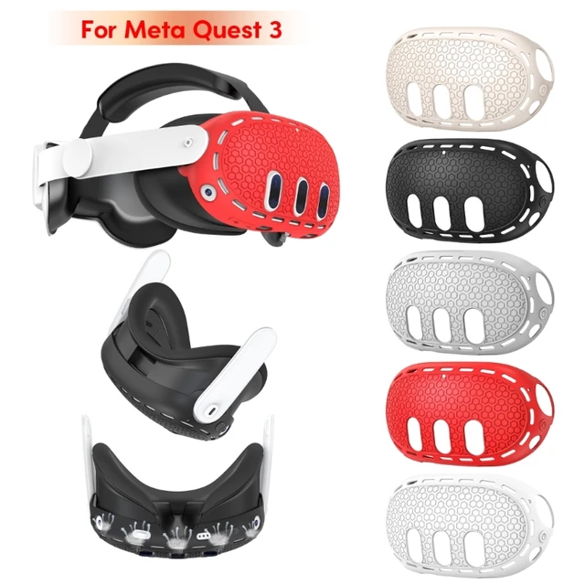 Funda protectora de silicona para auriculares Meta Quest 3 VR, antiarañazos  funda de protección, piel de gafas, accesorios Quest3 - AliExpress