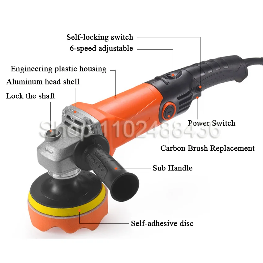 1200W 220V Adjustable Speed Car Electric Polisher Waxing Machine Automobile Furniture Polishing Tool With EU plug
