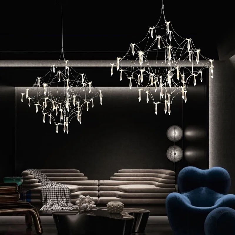 LED chandelier Clothing Store Nordic Postmodern Crystal Chandelier LED Stainless Steel Luxury Lamps Living Room Dining Table Firefly Luminaires ceiling chandelier