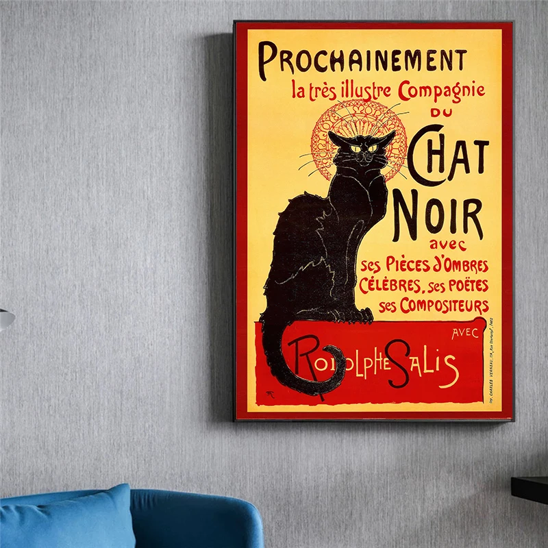 Plaque en métal de style vintage avec motif chat noir - Pour intérieur et extérieur - Décoration murale - 20,3 x 30,5 cm