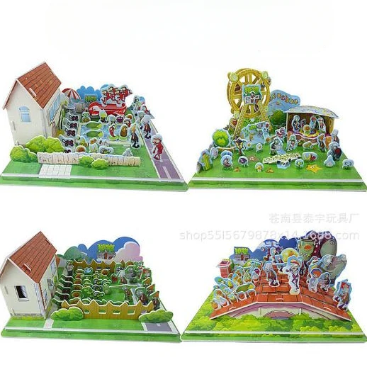 

3D Plants vs. Zombies stereoscopic puzzle paper model anime Buckethead Zombie Walnut DIY handmade puzzle toy gift for children