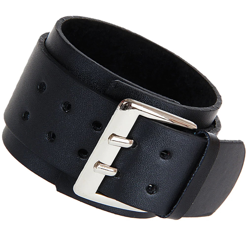 

1pc Double Layers Bracelet With Big Buckle Hand Chain Hand Ornament Wristband for Men (Black)