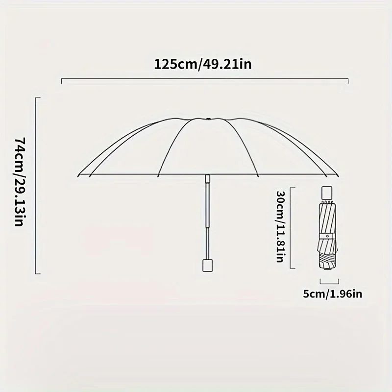 Folding Umbrella Super Large Foldable Umbrella With Black Glue Sun Protection Reinforced 12 Bones Sturdy For Men Women