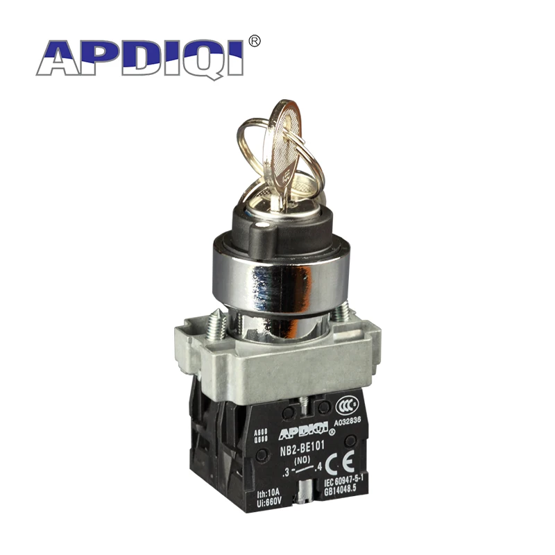 Apdiqi 1 Pz Xb2 2 Gear 3 Posizioni Manopola Chiave In Metallo Selettore Di Ripristino Autobloccante Nc No Interruttore A Pulsante 22Mm Bg33 Bg21 Bg53 