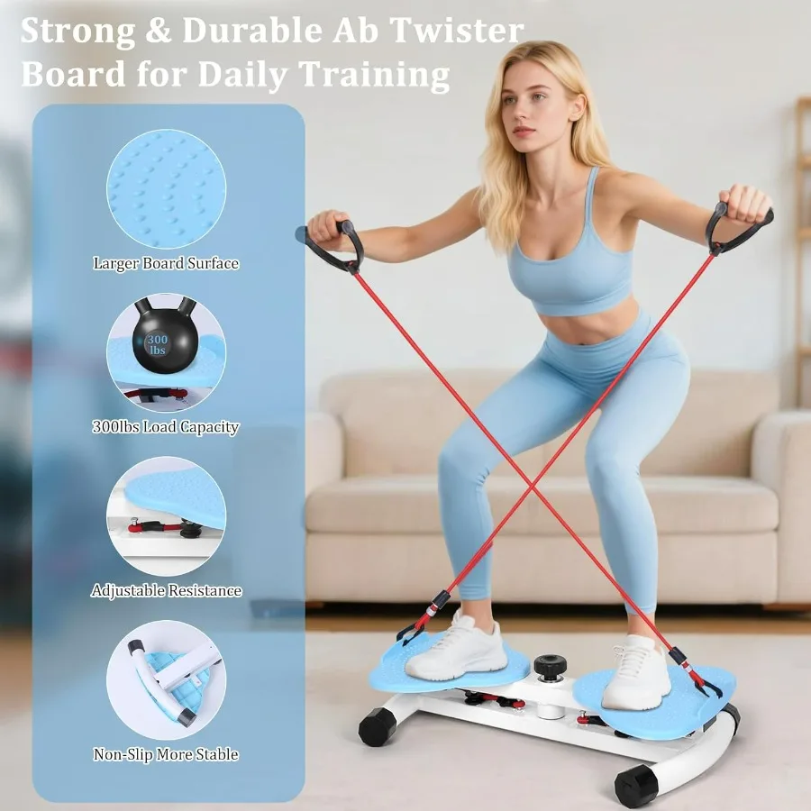 Waist Twister Machine Exercise, Ab Twister Board for Slim Waist and Core Ab Exercise, Noiseless Ab Machine with 300 lbs Weight C