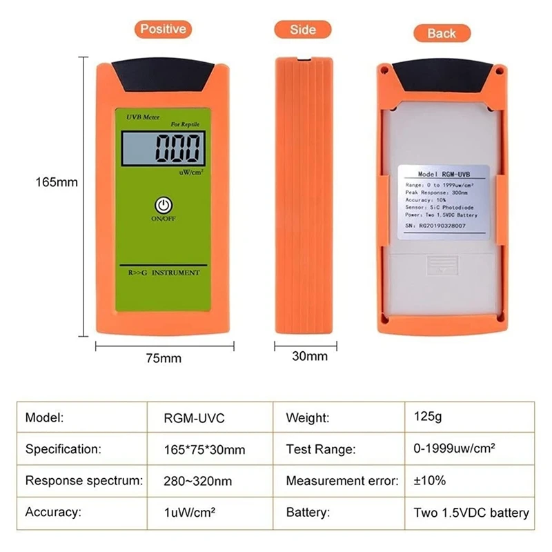0-1999Uw/Cm2 UVB Meter UV Illuminometer for Reptile