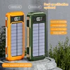 30000mAh High Capacity Solar Power Bank  Intelligent Digital Display Built-in 4-wire Cables Laser Light for Huawei Xiaomi IPhone 6
