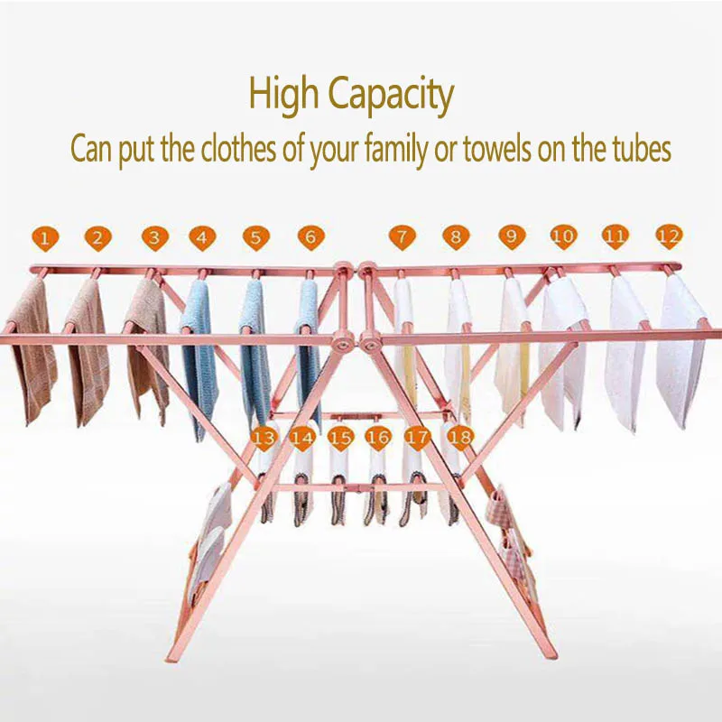Laundry Rack Standing Laundry Clothes Drying Rackl Laundry Dryer Foldable Cloth Clothing Aluminum Modern Folding Single Outdoor 4
