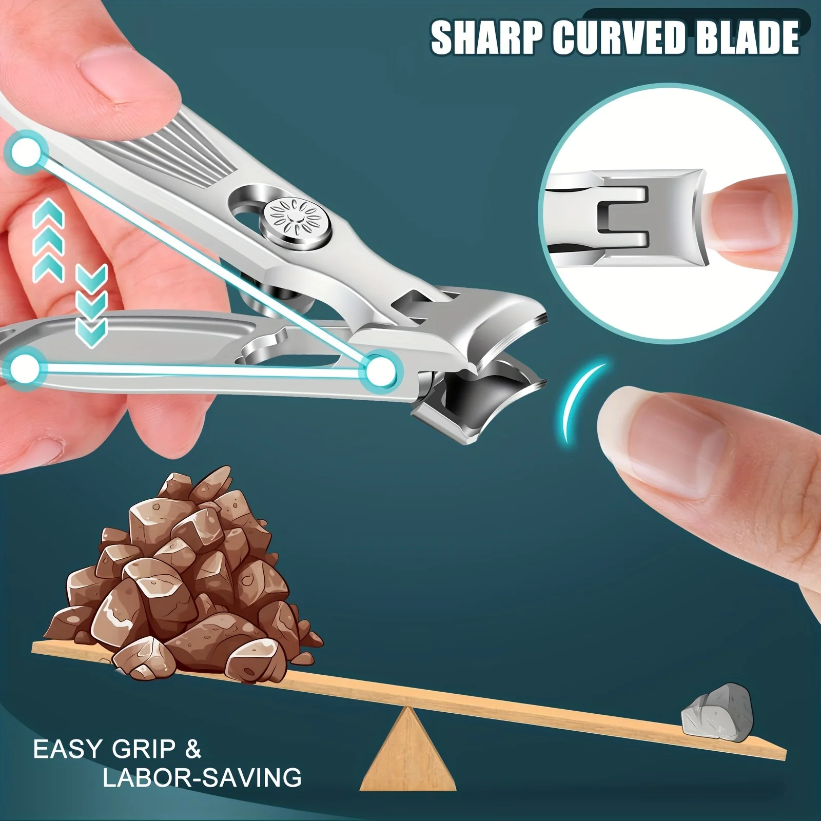 Large Nail Clippers Anti-Splash Toenail Clippers for Thick Toenails Nails Mess Free Toe Nail with Catcher 1Pcs