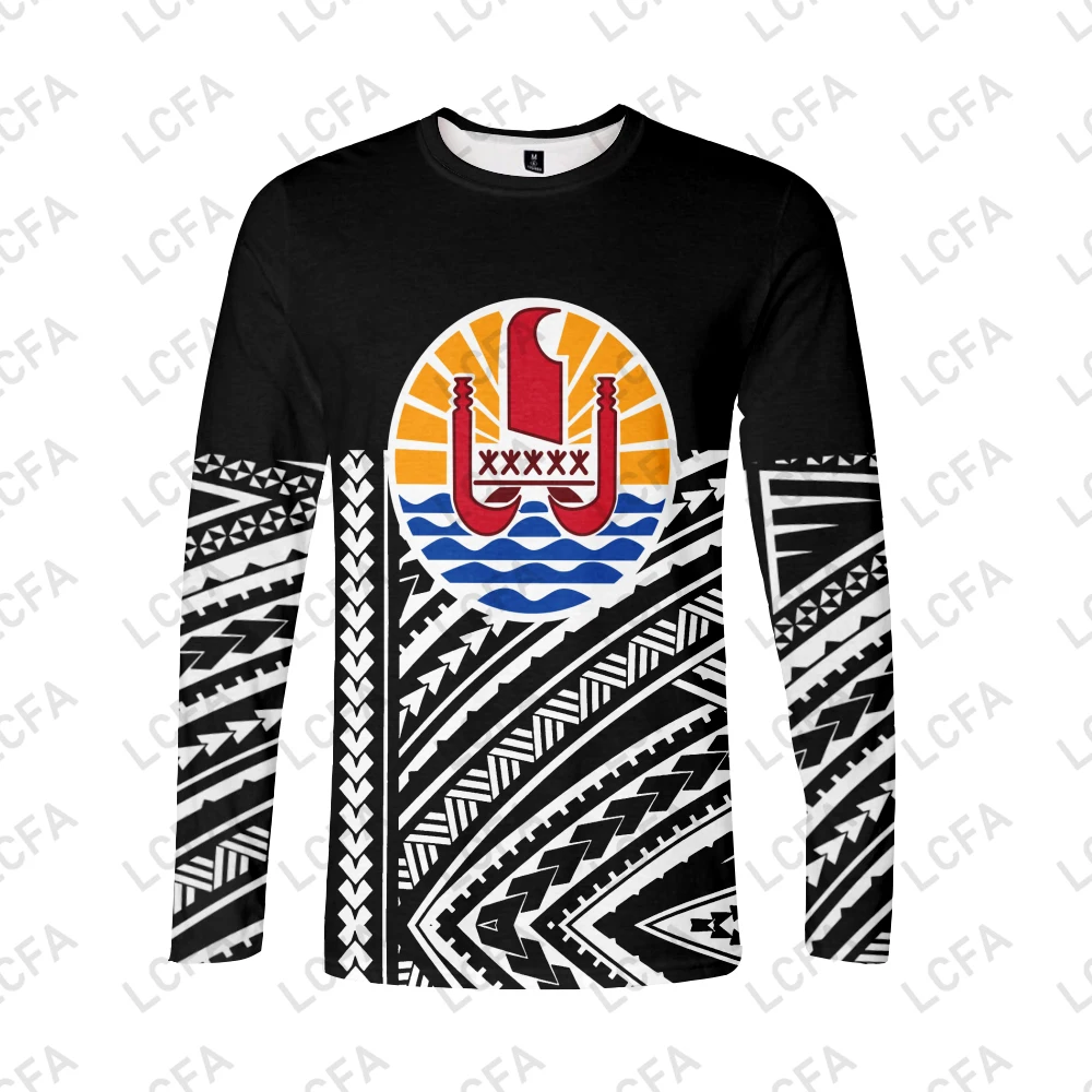 

Polynesia Tribal Pattern Tattoo 3d Printed T Shirt Men Long Sleeve T-shirt Street Loose O-neck Tops Oversized Men Clothing