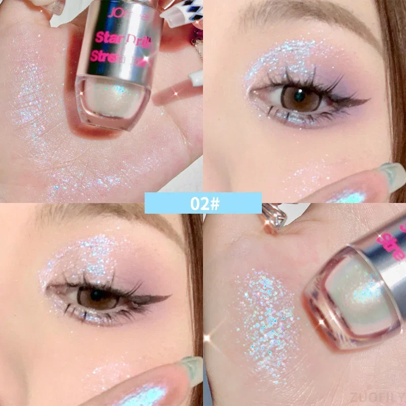 Eye Shadow 4pcs/1pcs Liquid Eyeshadow Pearlescent Glitter Long Lasting Waterproof Liquid Eyeshadow Quick-drying Glitter Shimmer Eye Makeup