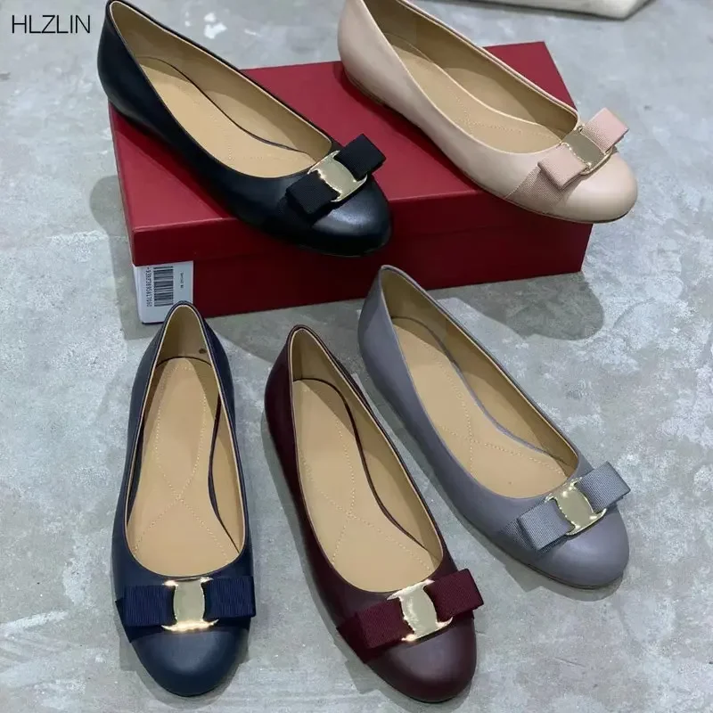 

Top quality calfskin bow heels 3cm chunky heels Leather women's round toe dress shoes elegant square heels women's single shoe