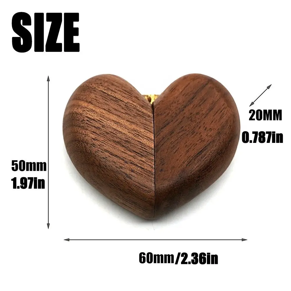 Elegant Heart Shaped Wooden Ring Box Single Slot Durable Jewelry Organizer Box Reusable Portable Proposal Ring Case Engagement