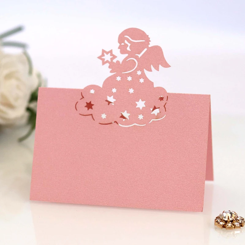 

50pcs Starry Sky Angel Name Place Cards Wedding Decoration Table Decor Table Name Message Greeting Card Birthday Party Supplies