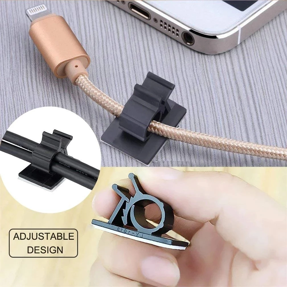 Cable Organizer Clips Cord Holder Self Adhesive Cable Management Removable  & Reusable Cable Holder for USB Cable/Power Cord/Wire 2024 upgrade version  
