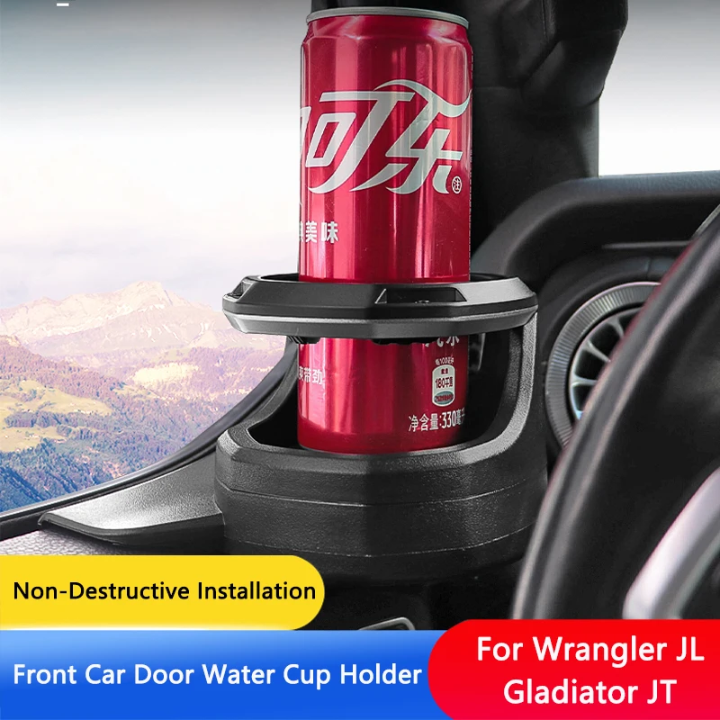 

QHCP Front Car Door Water Cup Holder Multifunctional Main copilot Accessory Dedicated Beverage Rack For Wrangler JL/Gladiator JT