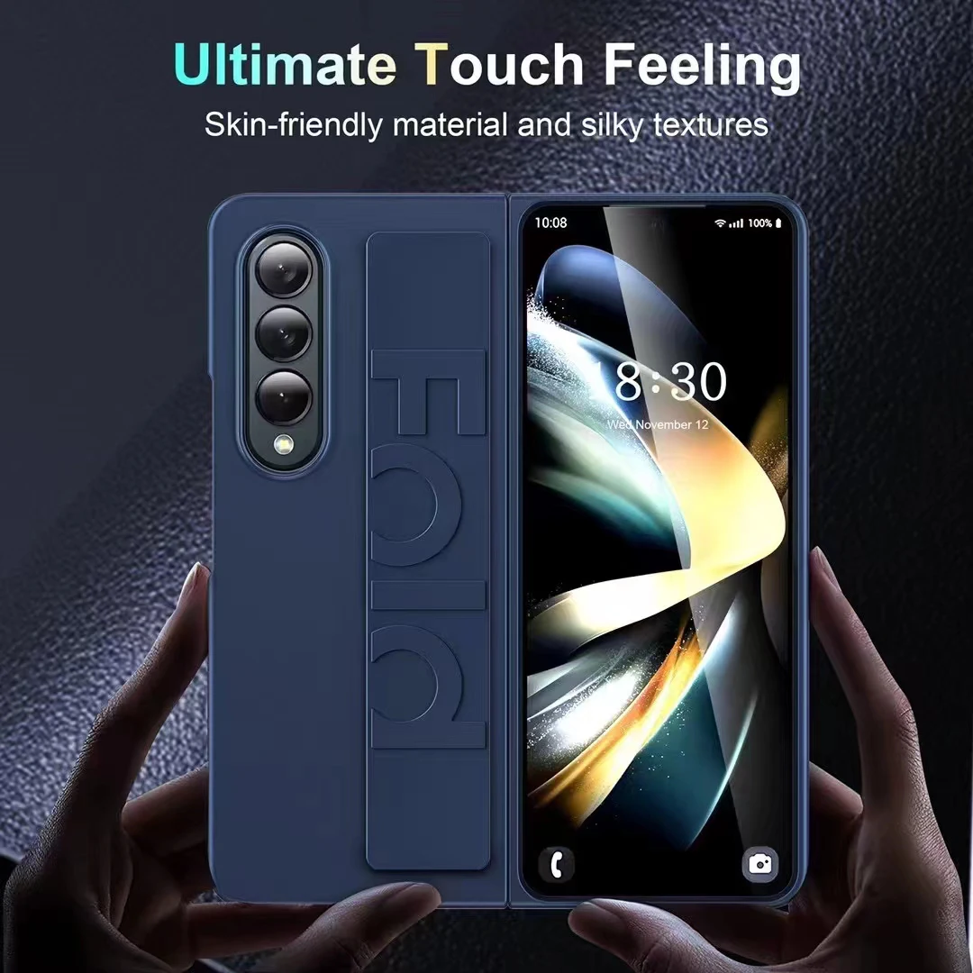 

Shockproof Stretch Wristband Case For Samsung Galaxy Z Fold 4 Fold4 5G Case with Wrist Strap Ultra Thin Hard Plastic Matte Cover