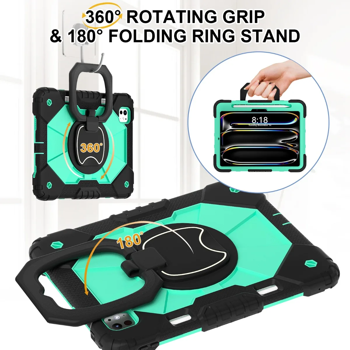 Shockproof Rotating Stand Tablet Case with Enhanced Protection