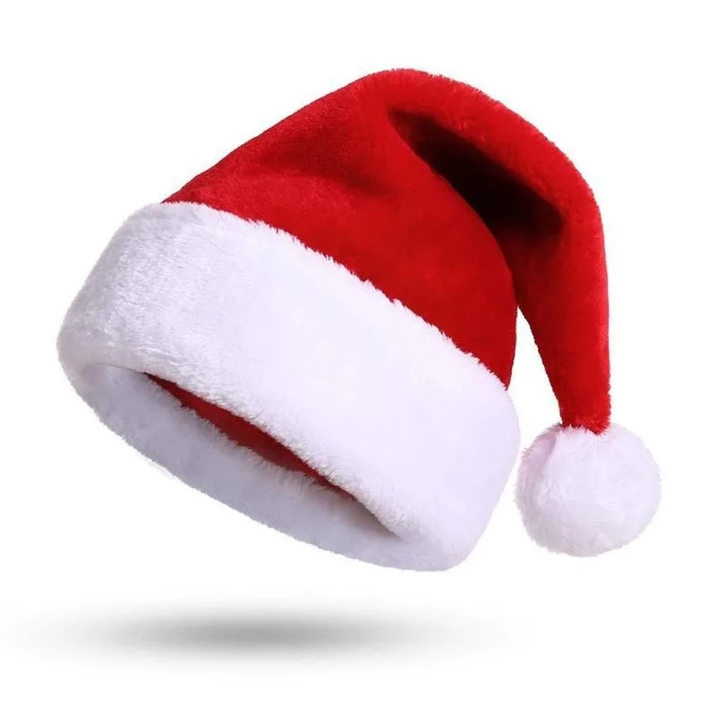 Christmas Hats New Year Thick Plush Hat Pompom Adults Kids Whole Family Festive Red White Xmas Santa Claus Gifts Warm Winter Cap