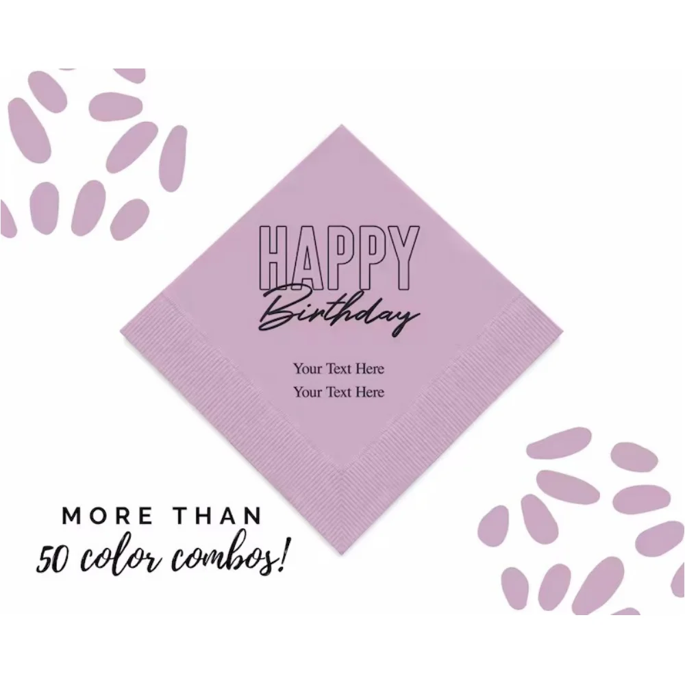 

50 Pcs Custom Happy Birthday Napkins - Personalized Birthday Napkins - Milestone Birthday - 50th Birthday - His Birthday - Her