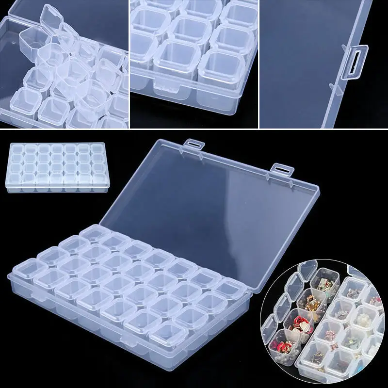 28 Grids Diamond Embroidery Storage Box Bins Medicine Diamond