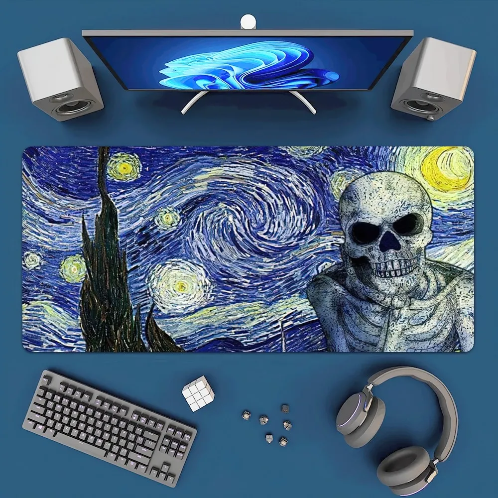 Funny Zoo Van Gogh The Starry Night Mousepad Office Large Mouse Mat Keyboard Mats Rubber PC Computer Game Big Anti-slip Mice Mat 4