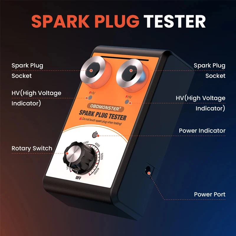 HOT SALE Spark Plug Tester Double Hole 0-6000rpm Spark Plug Analyzer 12V Auto Engine Ignition Coil Diagnostic Tool
