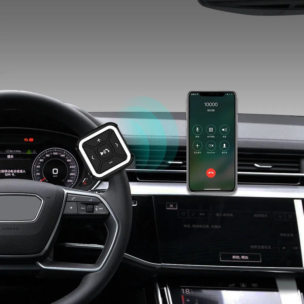 Car Steering Wheel Bluetooth Controller Bicycle Motorcycle Handlebar MP3 Music Play Waterproof Portable Mobile Phone Controller