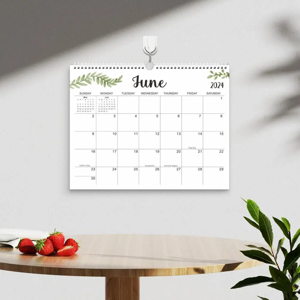 Calendario Inglese 2024 Calendario Da Parete Minimalista Yo Coil Ampio Layout Mensile Numeri Facili Da Leggere Calendario Con Lettere