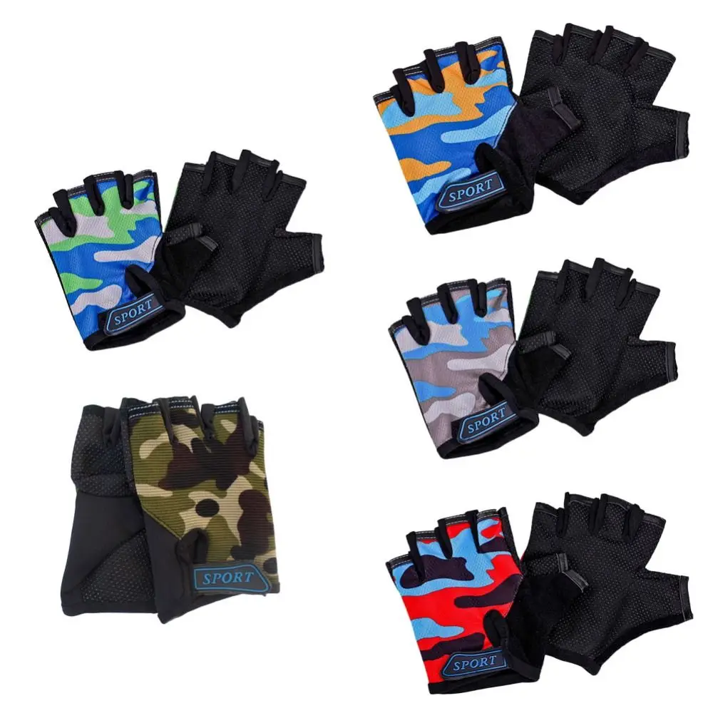 Breathable Riding Equipment Cycling Non-slip Children's Bike Gloves Half Finger Mittens Camouflage Child Bicycle Gloves outdoor sports bicycle road race breathable riding hand gloves half finger mittens cycling bicycle gloves non slip palm