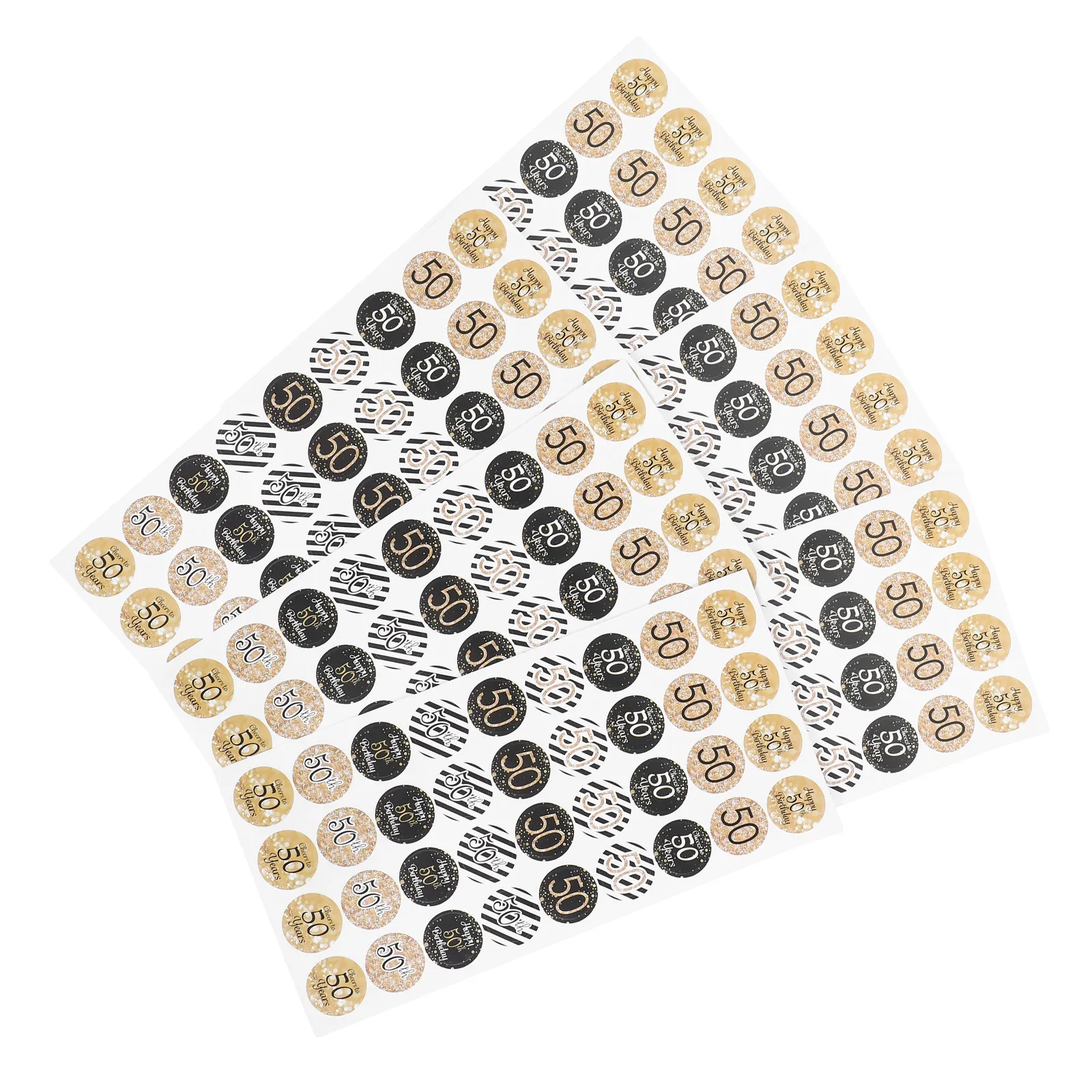 216Pcs 생일 스티커 50번째 생일 장식 데칼 사탕 가방 포장 파티 장식 포장용 사탕 스티커