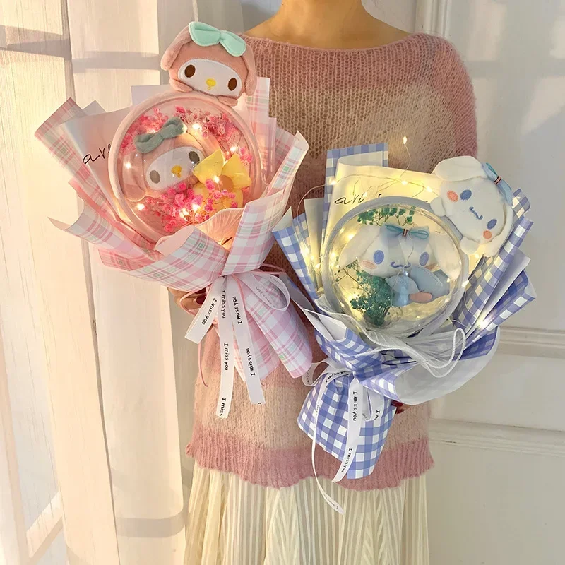 

Sanrio My Melody Cinnamoroll милые плюшевые игрушки букет цветов кавайная мультяшная Мягкая кукла девочка подарок на день Святого Валентина