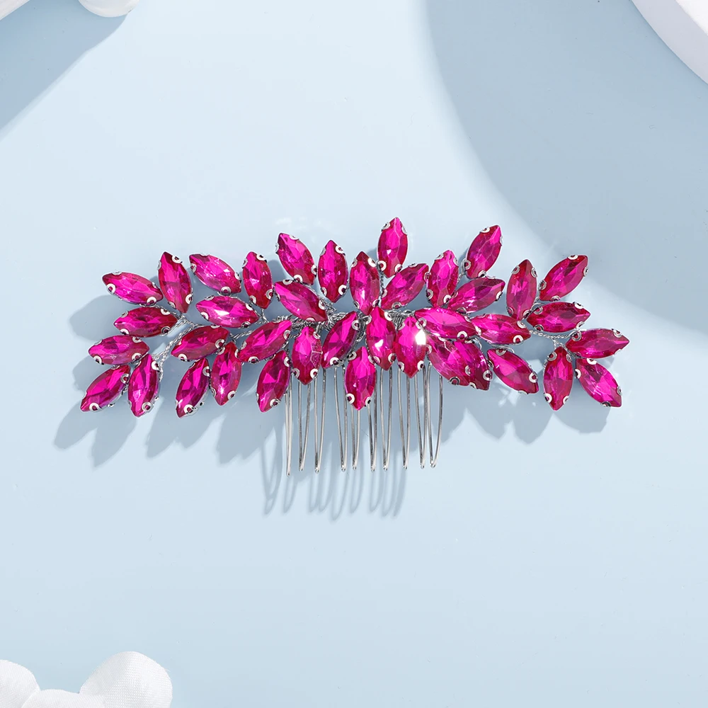 Sd29ddbd65db24953ae7739868c51e815P Fashion Rhinestone Hair Comb for Bridal Headpiece 9 Color Wedding Hair Accessories Women Handmade Tiara Headdress Party Headwear Mallzona