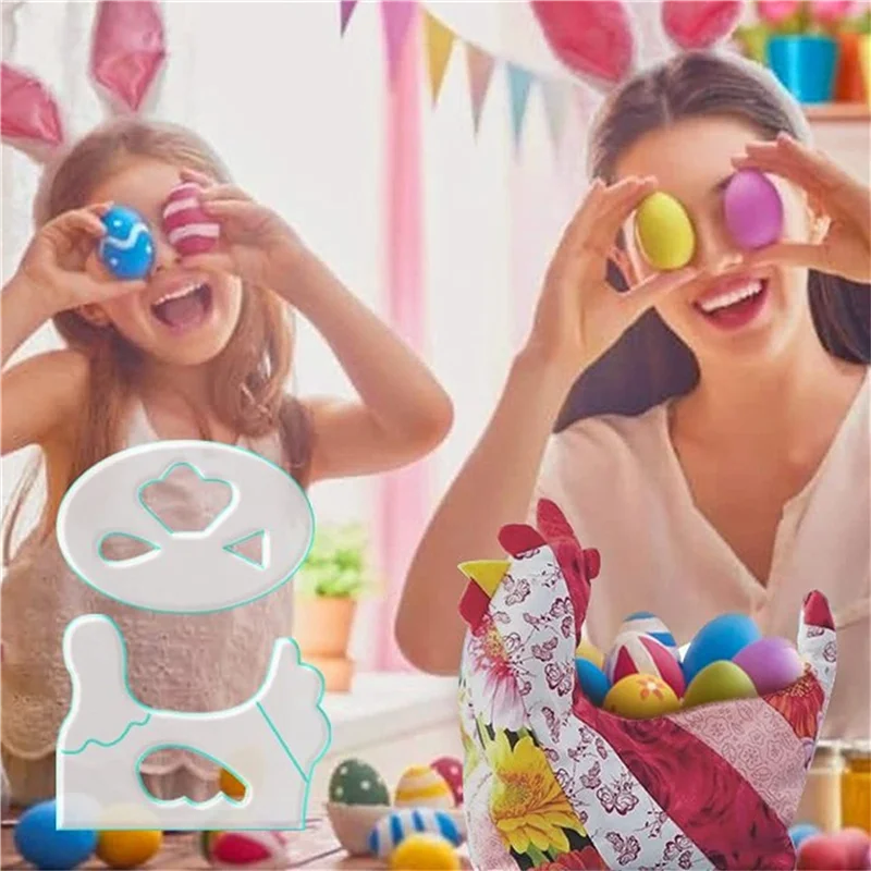 ABLU-치킨 바구니 템플릿 세트, 병아리 보관 바구니 템플릿 절단 눈금자 지침, DIY 퀼트 봉제 공예