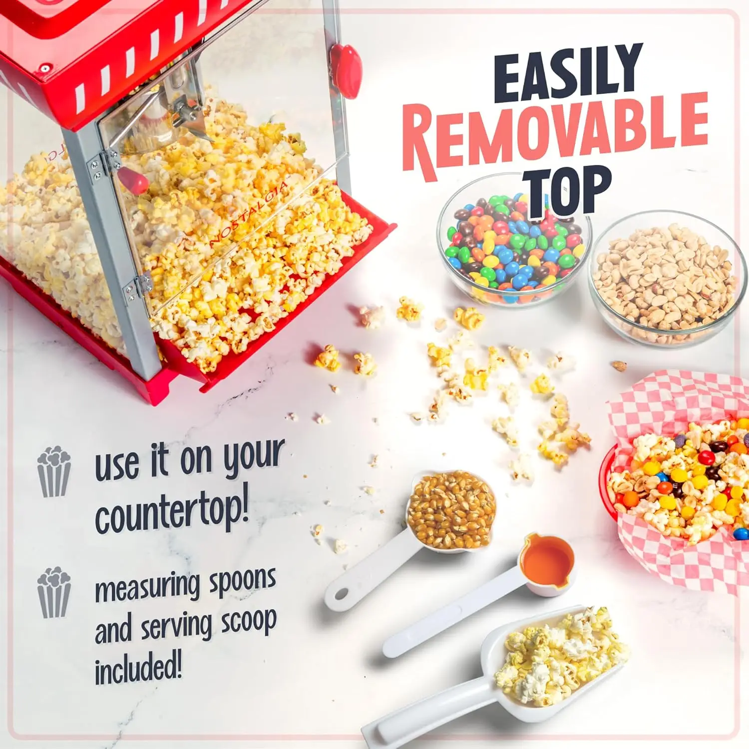 Popcorn Maker Machine-Professional Cart With 2.5 Oz Kettle Makes Up to 10 Cups-Vintage Popcorn Machine Movie Theat