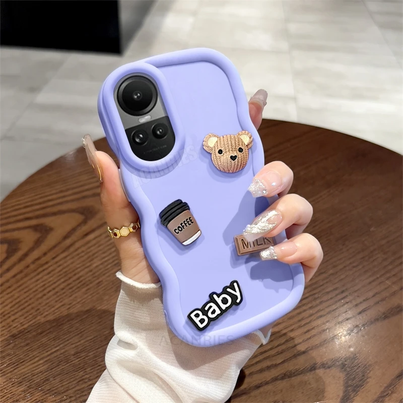 3D Bear Cute Cartoon Wavy Silicone Shockproof Soft Phone Case