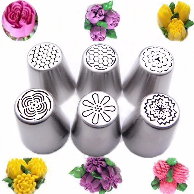 Cake Decorating Tip Set Cake Icing Nozzles Baking Nozzle Set Cake Decorating Nozzle Set 6/8Pcs Russian Tulip Flower Cake Icing Piping Nozzles