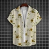 Simple Hawaiian Men's Beach Shirts 3d Flower Print Summer Casual Short Sleeve Daily Street Tops Tees New Fashion Men Clothing 5