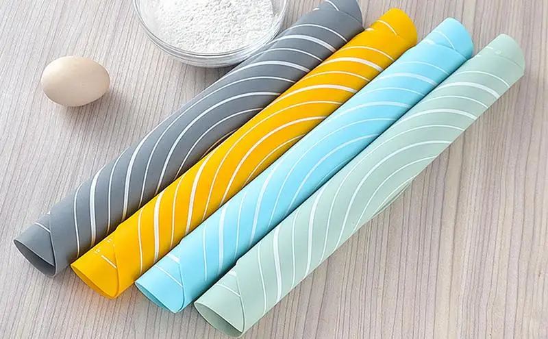 

Silicone Rolling Pin Food Grade Dough Mat Rolling Pins Clear Scale 1 Piece Kitchen Dough Tool For Pizza Crusts Baking Rolling