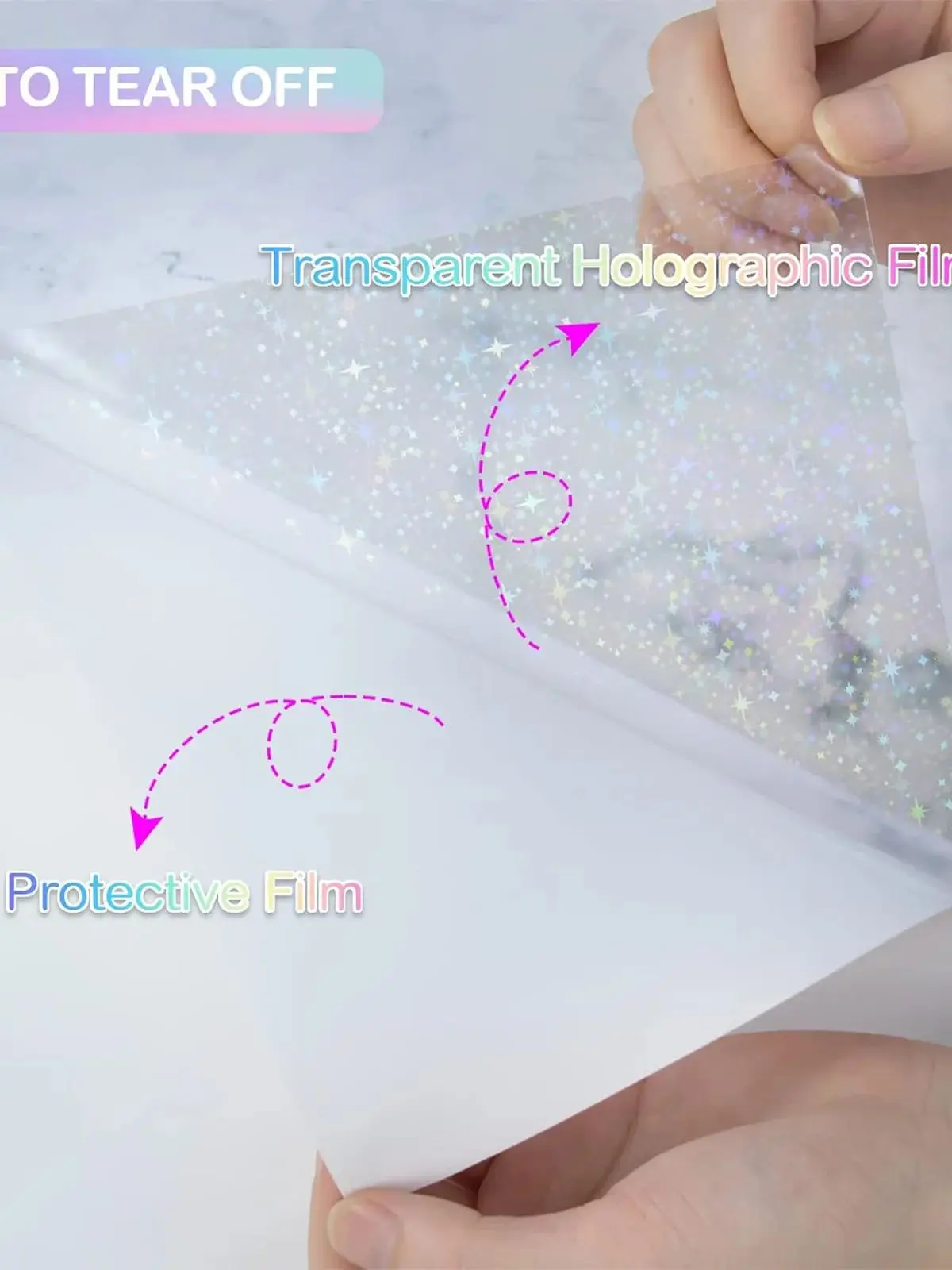 20/40 Blatt A4 klare holografische Kaltlaminierungsfolie, gemischte Stile, wasserfestes, selbstklebendes Vinyl-Aufkleberpapier, 21,6 x 11,7 cm – Detail 3