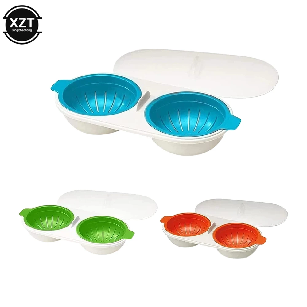 Description Picture 6 of itemMicrowave Eggs Poacher Round Draining Double Cup Egg Boiler Food Grade Kitchen Tableware Steam Egg Bowl Egg Cooker Cooking Tools