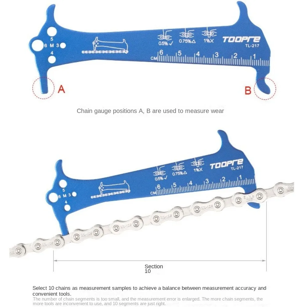 Bike Chain Checker Multi-function Screw Diameter Bike Chain Measuring Ruler Aluminum Alloy Chain Gauge Measurement Checker