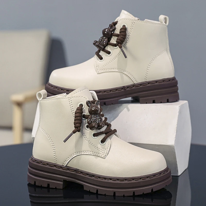 

Children Shoes Boy Boots Autumn Winter Waterproof Platform Boy Girls Black Ankle Boots Free Shipping 7-12 Years Girl Shoes