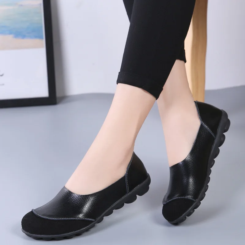 New 2024 Casual Breathable Genuine Leather Cow Suede Flats Doudou Shoes For Women Chaussure Femme Ladies Trainers Zapatos Mujer